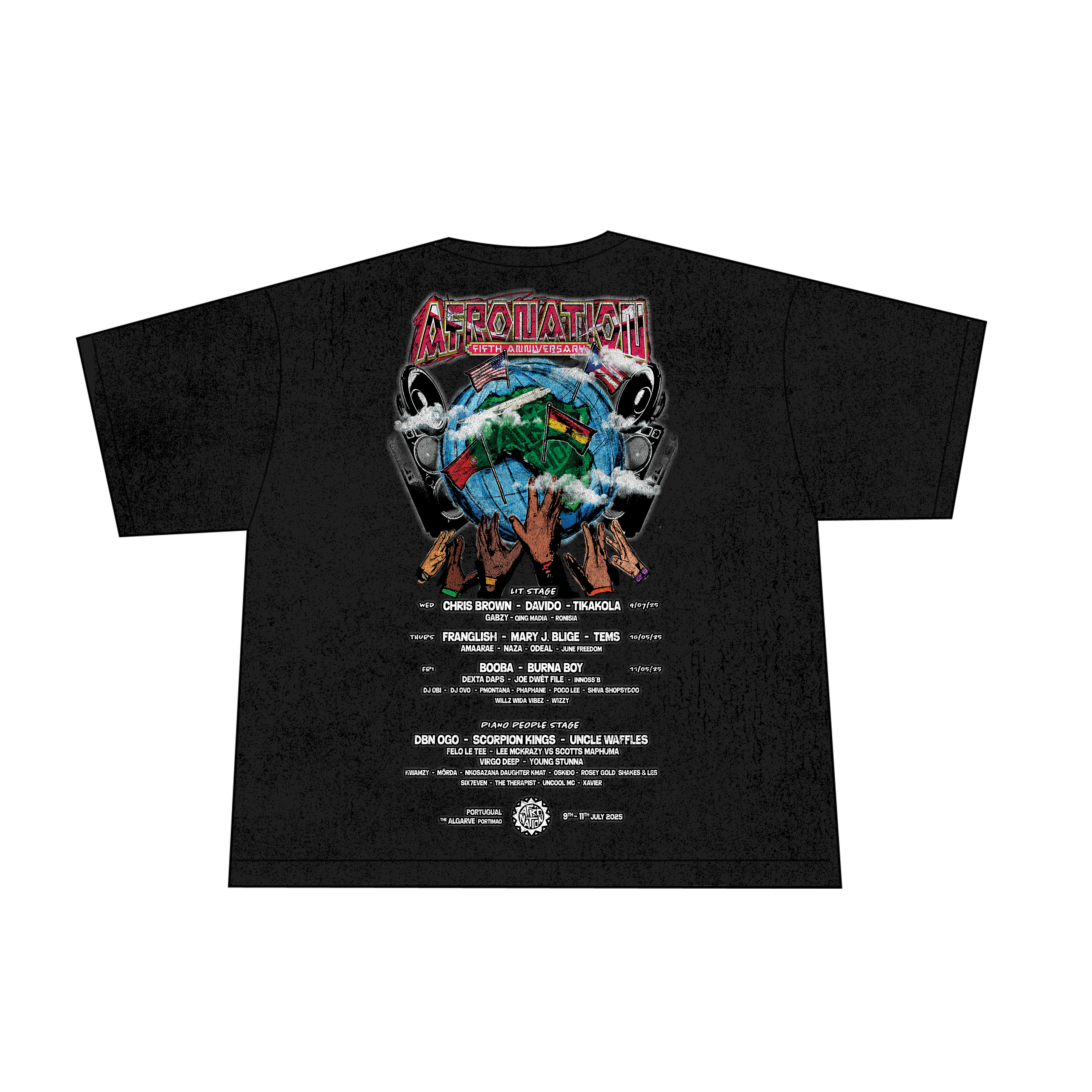 Portugal 2025 Lineup Tee – Washed Black