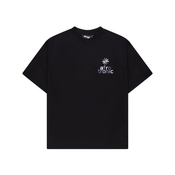 Afro Tronic Silver Wheel Black T-Shirt